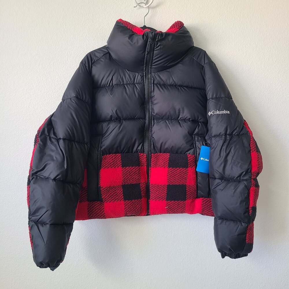 Columbia Womens Leadbetter Point Sherpa Hybrid Jacket Plus Size 1X Red Black